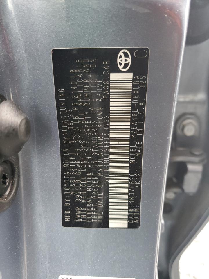 2023 TOYOTA COROLLA LE VIN:5YFB4MDE3PP050563