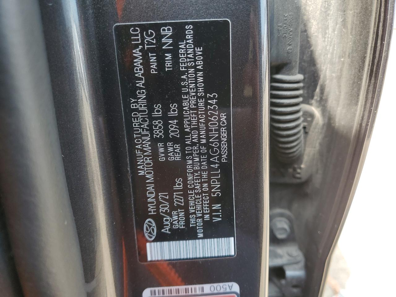 2022 HYUNDAI ELANTRA SE VIN:5NPLL4AG6NH062343