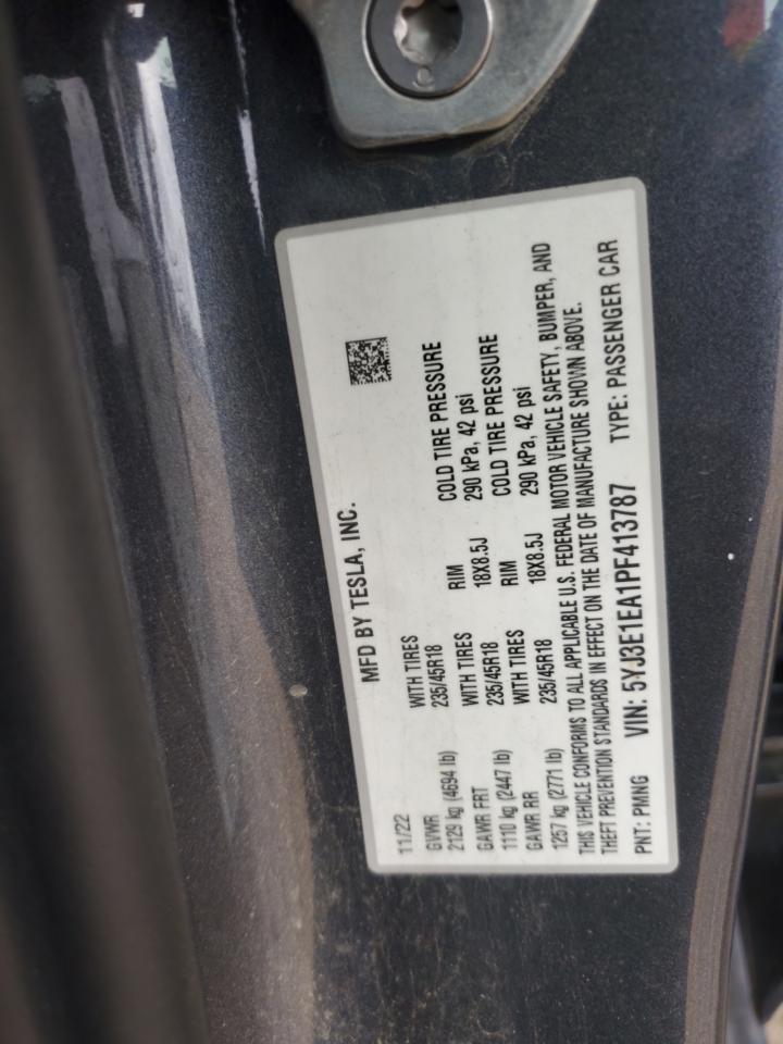 2023 TESLA MODEL 3 VIN:5YJ3E1EA1PF413787