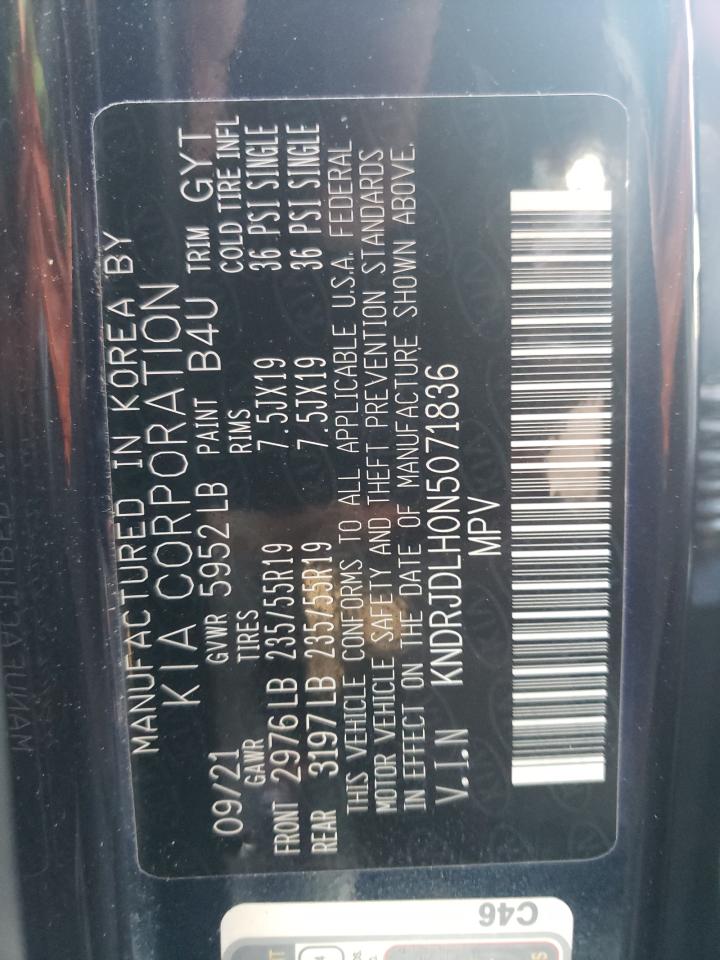 2022 KIA SORENTO SX VIN:KNDRJDLH0N5071836