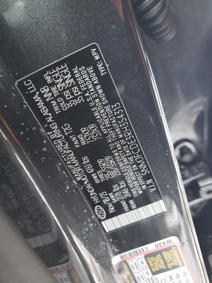 2024 HYUNDAI TUCSON SEL VIN:5NMJFCDE3RH354313