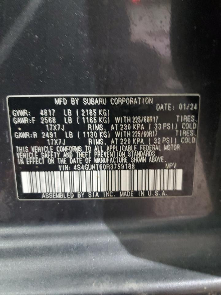 2024 SUBARU CROSSTREK WILDERNESS VIN:4S4GUHT60R3759188