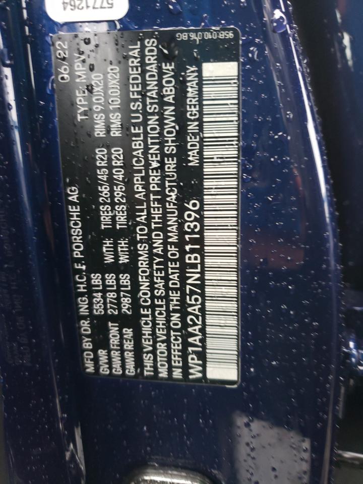 2022 PORSCHE MACAN VIN:WP1AA2A57NLB11396