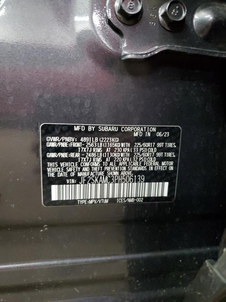 2023 SUBARU FORESTER WILDERNESS VIN:JF2SKAMC3PH506139