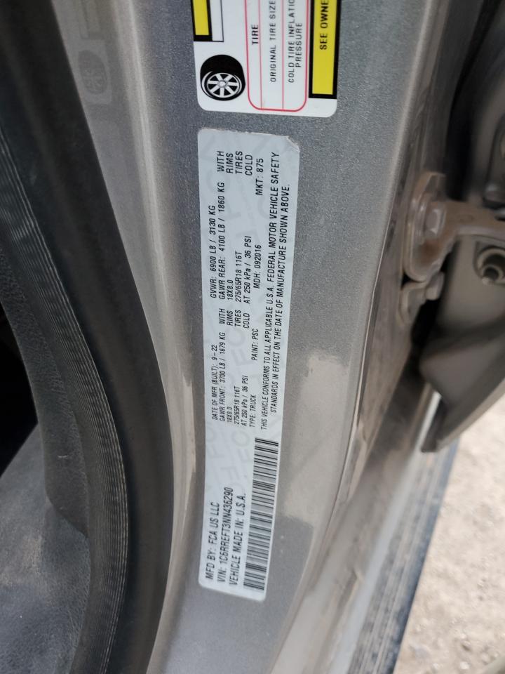 2022 RAM 1500 BIG HORN/LONE STAR VIN:1C6RREFT3NN436290