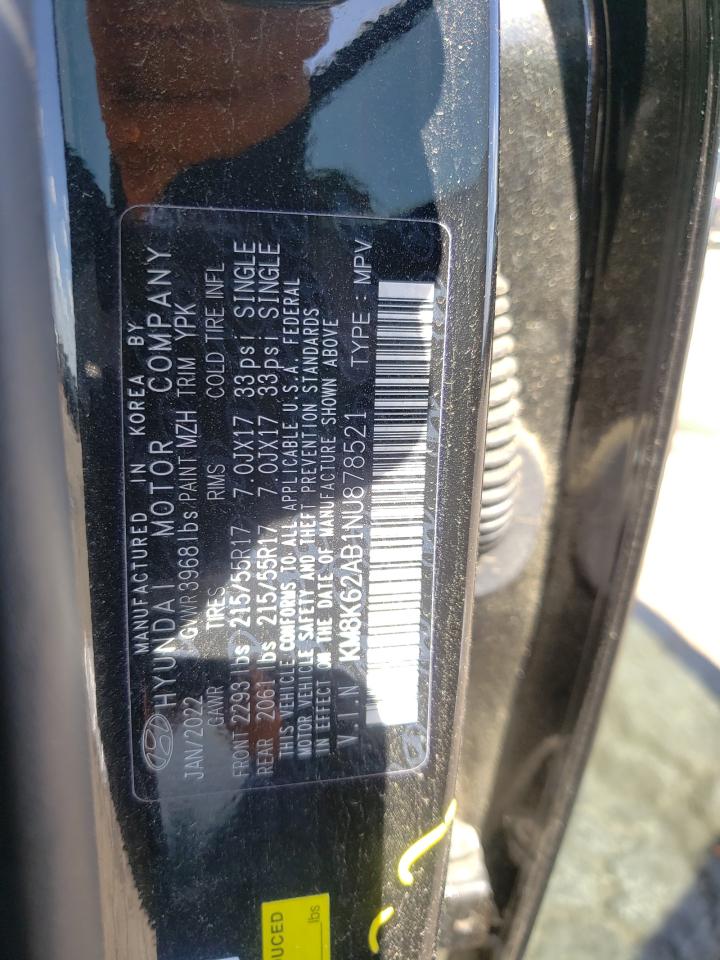 2022 HYUNDAI KONA SEL VIN:KM8K62AB1NU878521