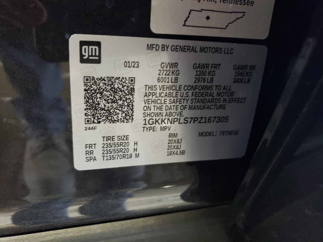 2023 GMC ACADIA DENALI VIN:1GKKNPLS7PZ167305