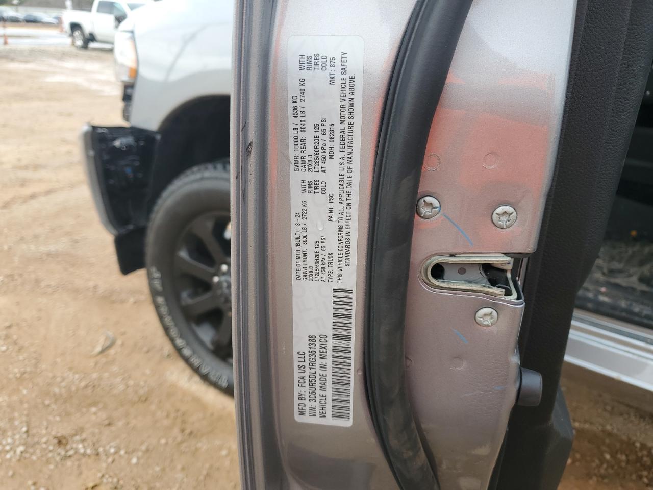 2024 RAM 2500 BIG HORN VIN:3C6UR5DL1RG361388