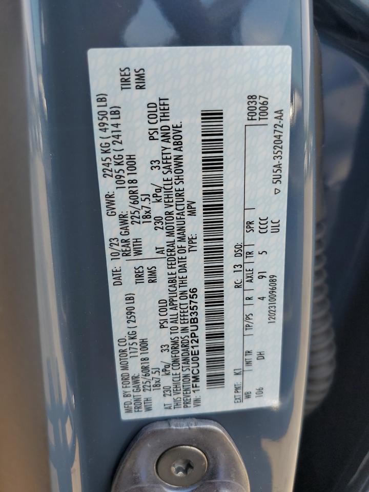2023 FORD ESCAPE VIN:1FMCU0E12PUB35756