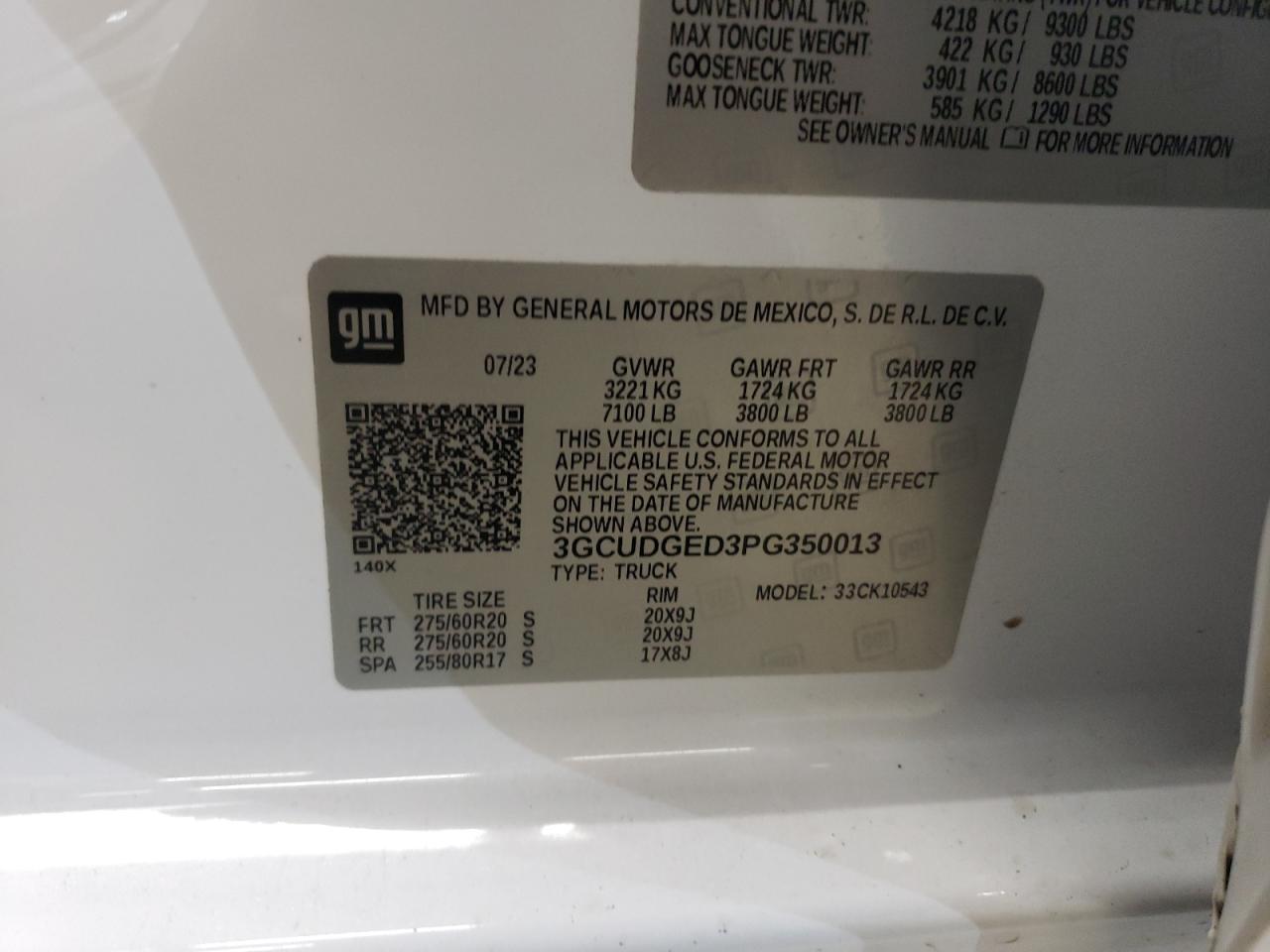 2023 CHEVROLET SILVERADO K1500 LTZ VIN:3GCUDGED3PG350013