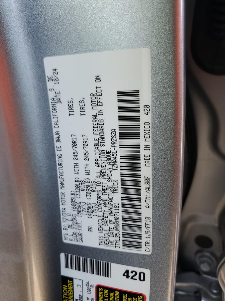 2024 TOYOTA TACOMA DOUBLE CAB VIN:3TMLB5JN8RM071181