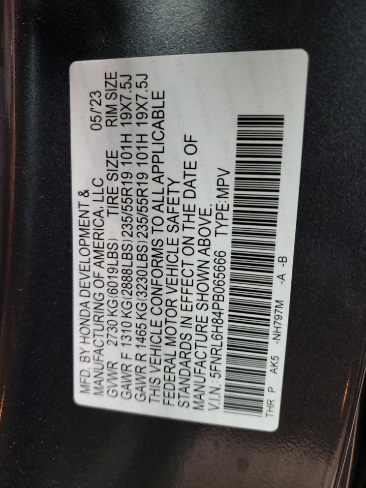 2023 HONDA ODYSSEY TOURING VIN:5FNRL6H84PB065666