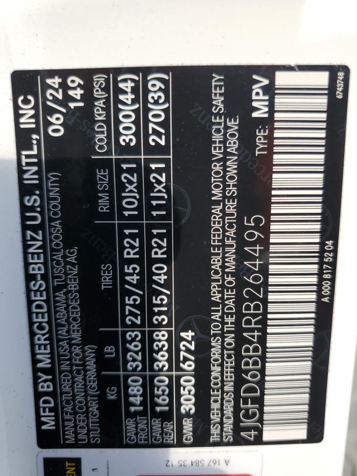 2024 MERCEDES-BENZ GLE COUPE AMG 53 4MATIC VIN:4JGFD6BB4RB264495