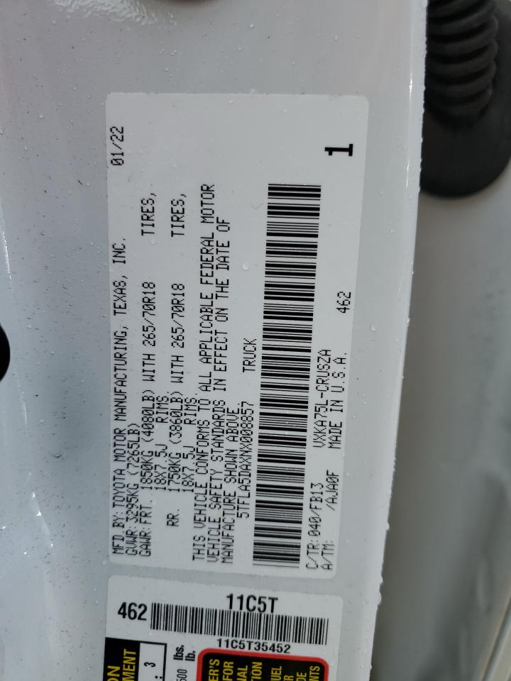 2022 TOYOTA TUNDRA DOUBLE CAB SR VIN:5TFLA5DAXNX008857