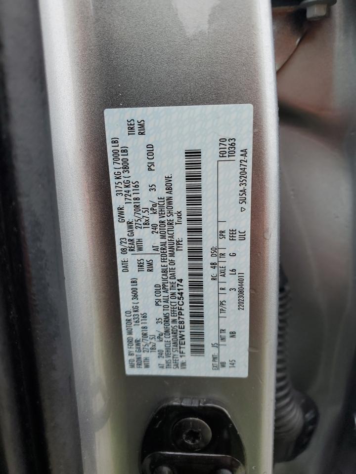 2023 FORD F150 SUPERCREW VIN:1FTEW1E87PFC54174