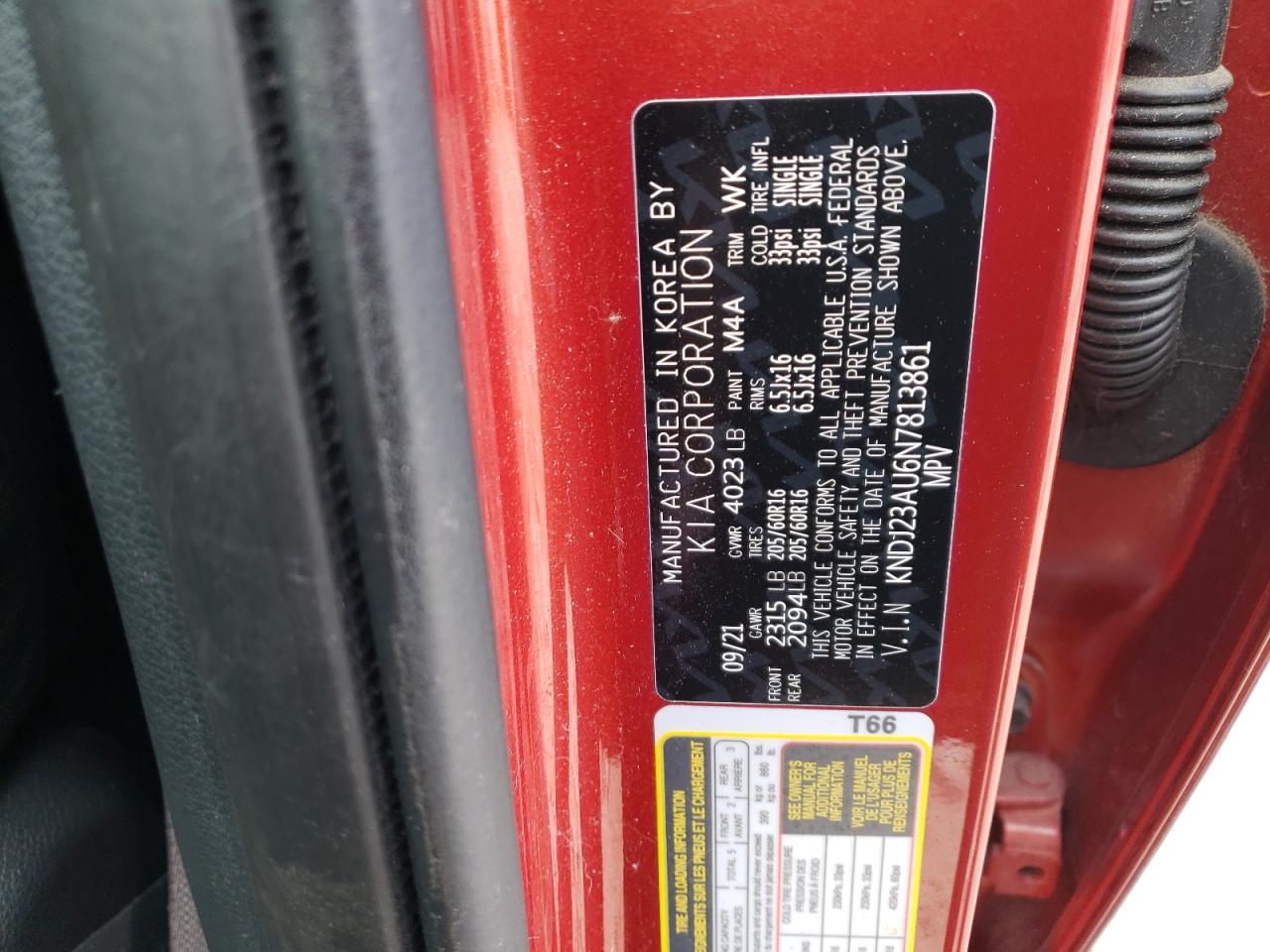 2022 KIA SOUL LX VIN:KNDJ23AU6N7813861