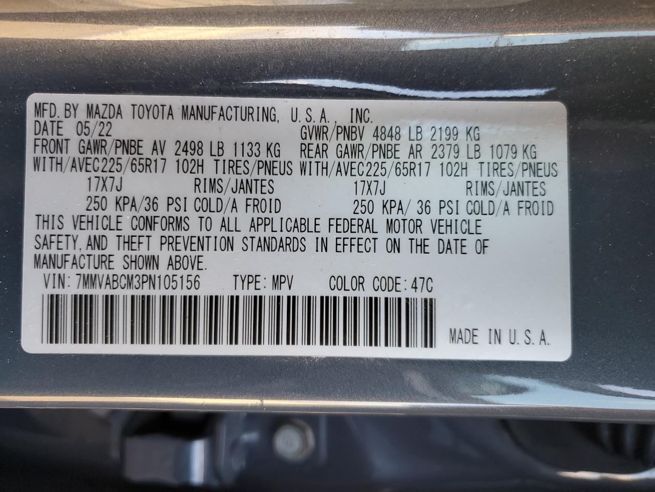 2023 MAZDA CX-50 PREFERRED PLUS VIN:7MMVABCM3PN105156