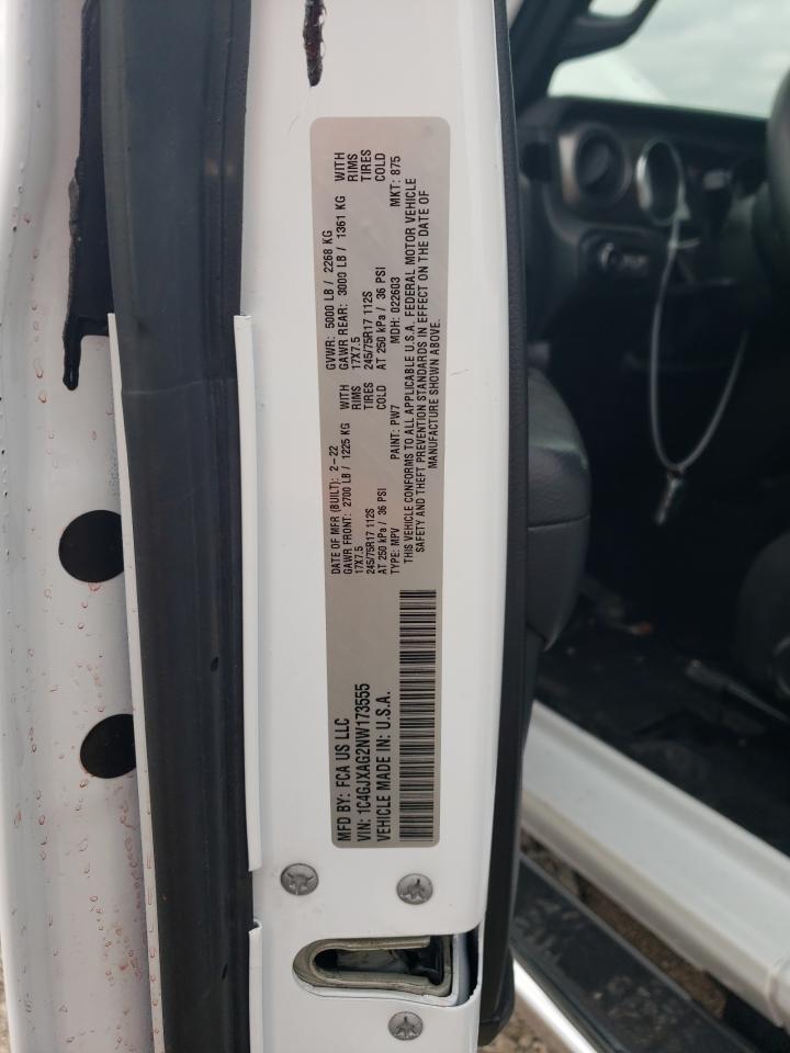2022 JEEP WRANGLER SPORT VIN:1C4GJXAG2NW173555