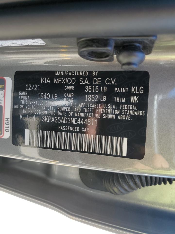 2022 KIA RIO S VIN:3KPA25AD3NE444811