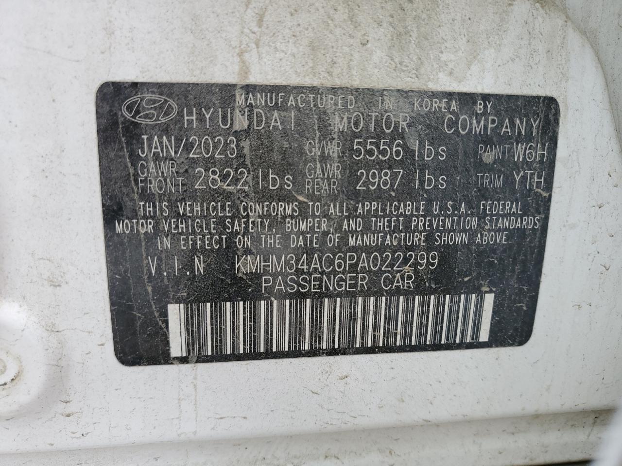 2023 HYUNDAI IONIQ 6 SEL VIN:KMHM34AC6PA022299