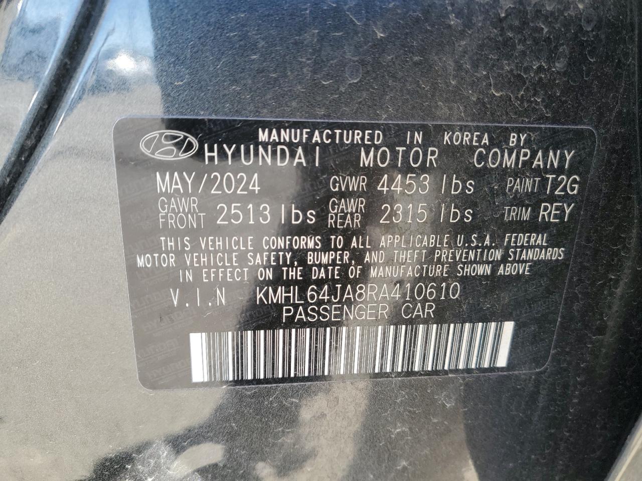 2024 HYUNDAI SONATA SEL VIN:KMHL64JA8RA410610