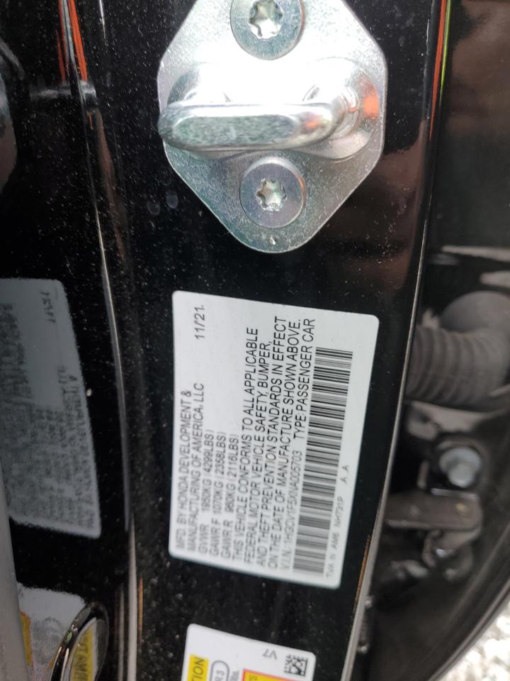2022 HONDA ACCORD EXL VIN:1HGCV1F5XNA005703