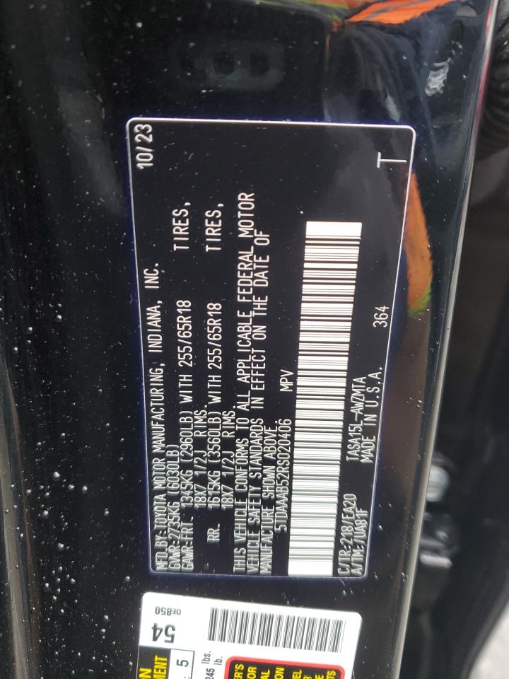2024 TOYOTA GRAND HIGHLANDER XLE VIN:5TDAAAB52RS020406