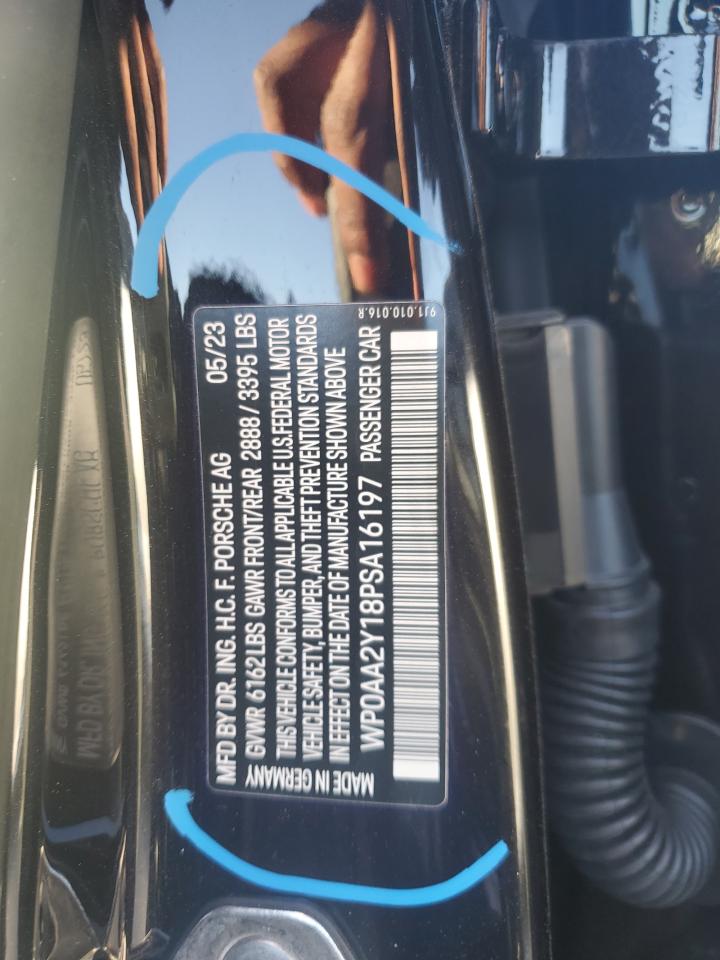 2023 PORSCHE TAYCAN VIN:WP0AA2Y18PSA16197