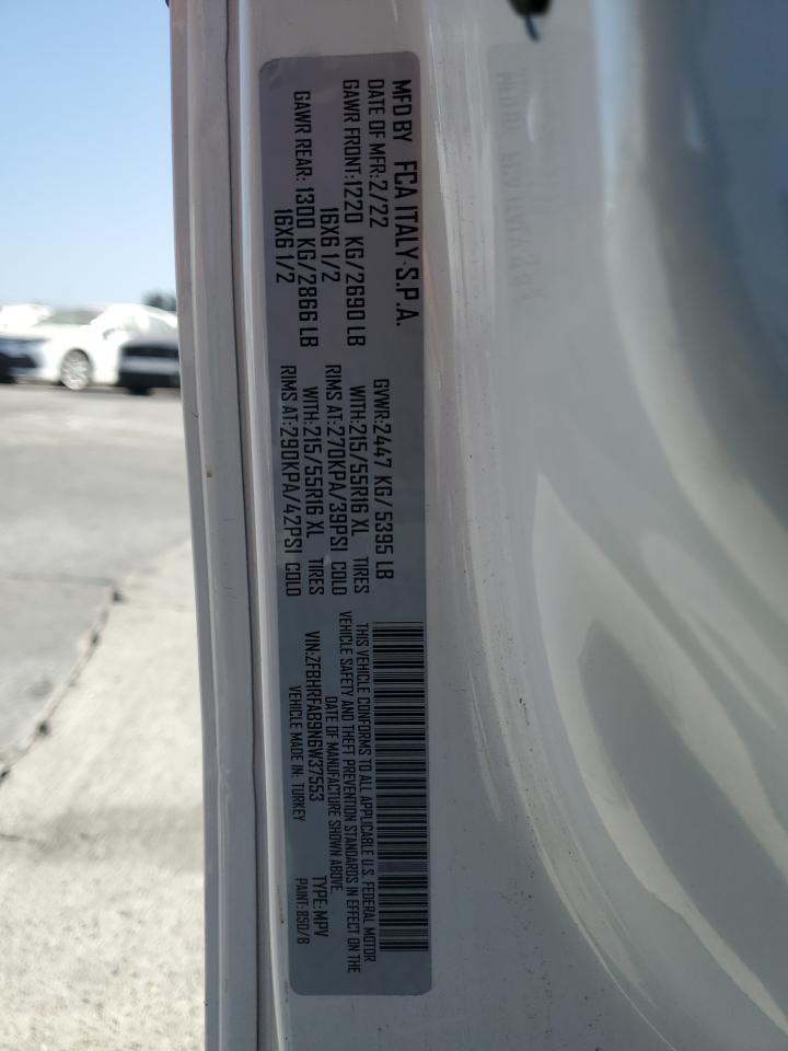2022 RAM PROMASTER CITY TRADESMAN VIN:ZFBHRFAB9N6W37553