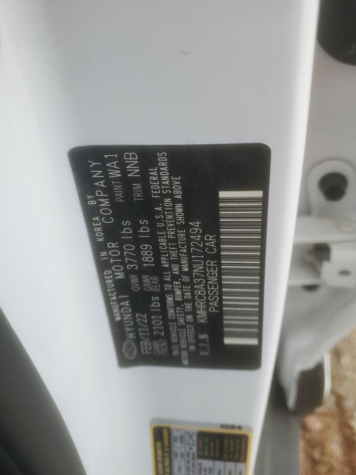 2022 HYUNDAI VENUE SEL VIN:KMHRC8A37NU172494