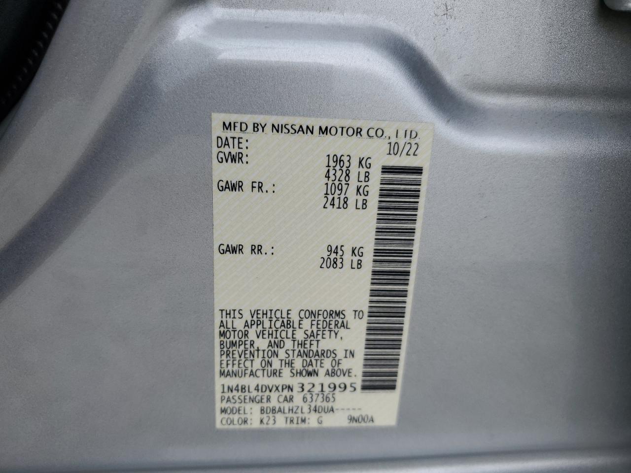 2023 NISSAN ALTIMA SV VIN:1N4BL4DVXPN321995