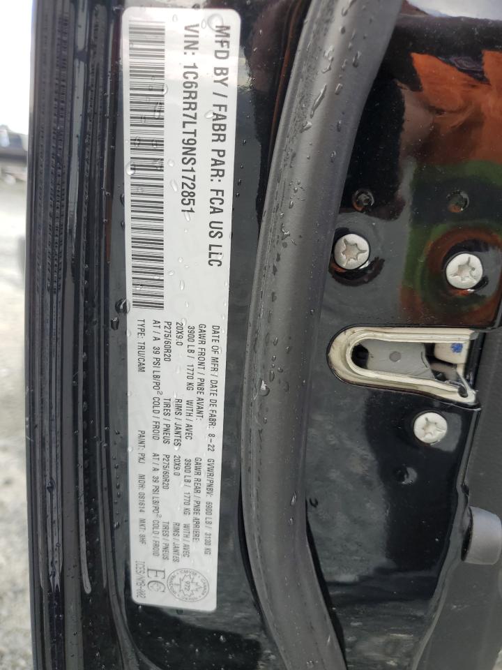 2022 RAM 1500 CLASSIC SLT VIN:1C6RR7LT9NS172851