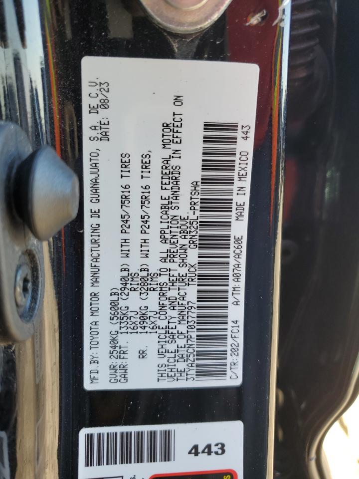 2023 TOYOTA TACOMA DOUBLE CAB VIN:3TYAZ5CN7PT037797