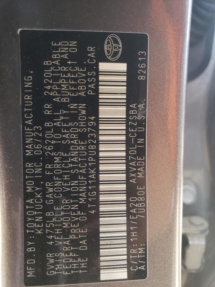 2023 TOYOTA CAMRY SE NIGHT SHADE VIN:4T1G11AK1PU823794