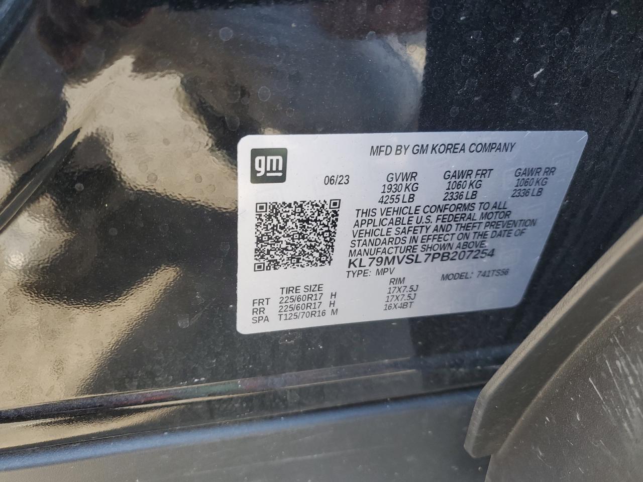 2023 CHEVROLET TRAILBLAZER ACTIV VIN:KL79MVSL7PB207254