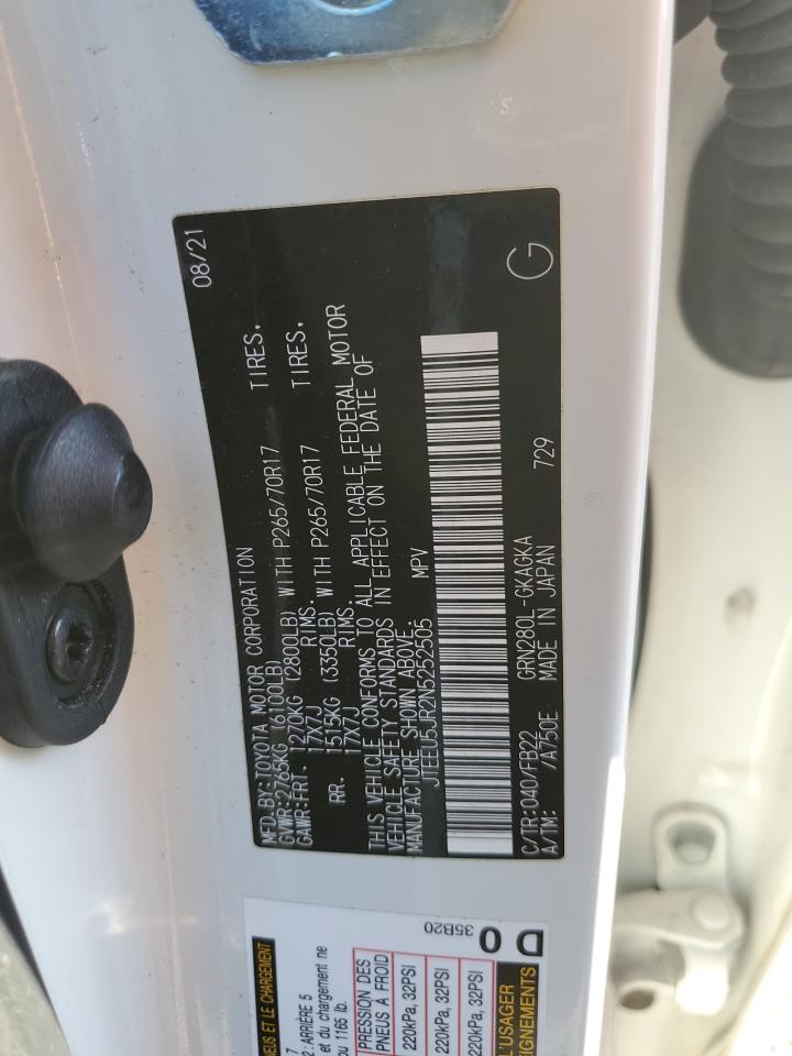 2022 TOYOTA 4RUNNER SR5 VIN:JTEEU5JR2N5252505