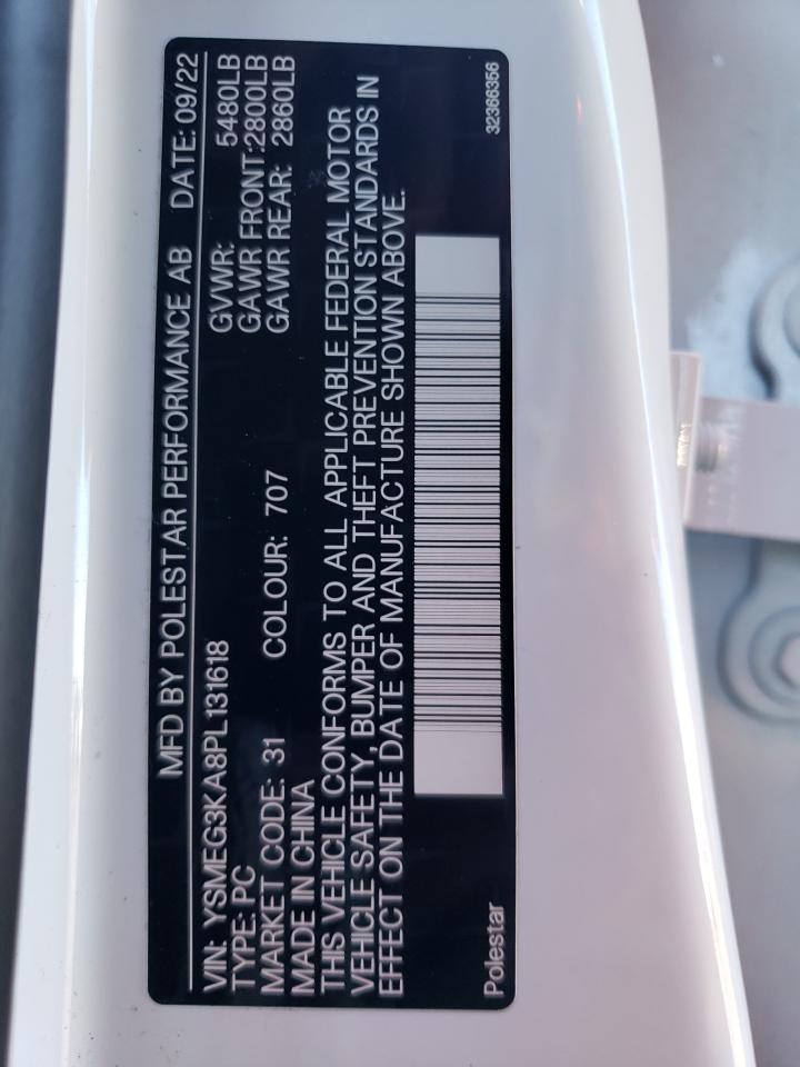 2023 POLESTAR 2 VIN:YSMEG3KA8PL131618