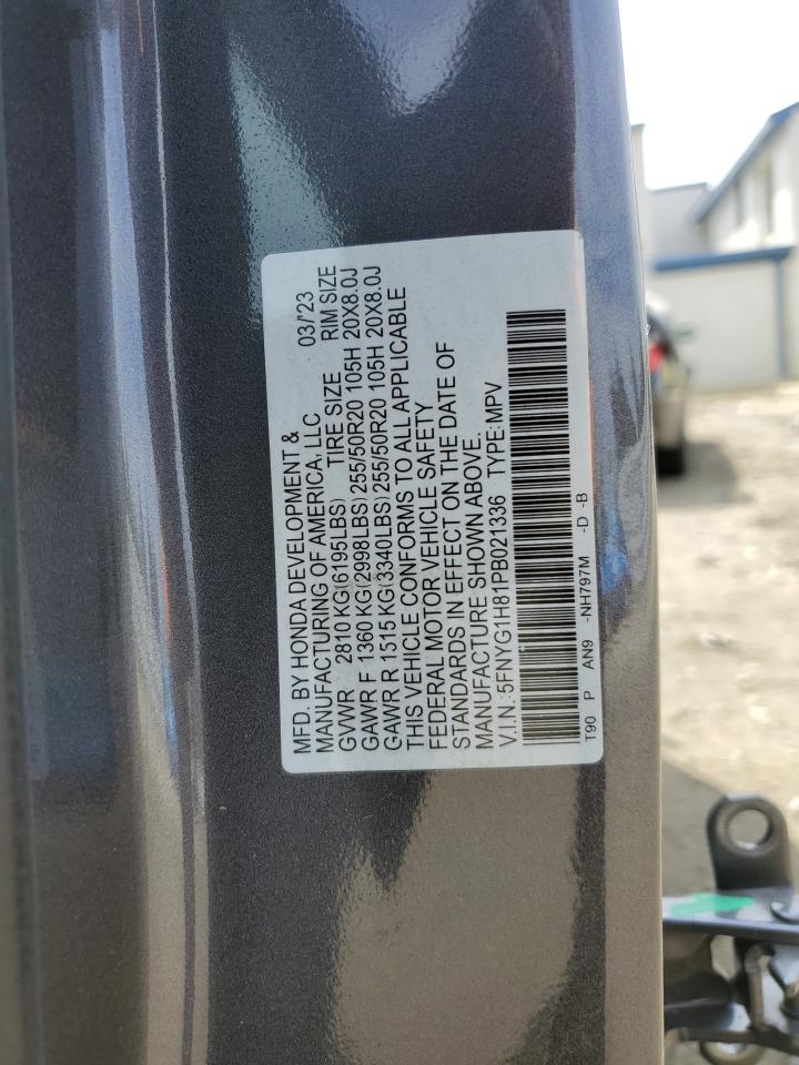 2023 HONDA PILOT ELITE VIN:5FNYG1H81PB021336