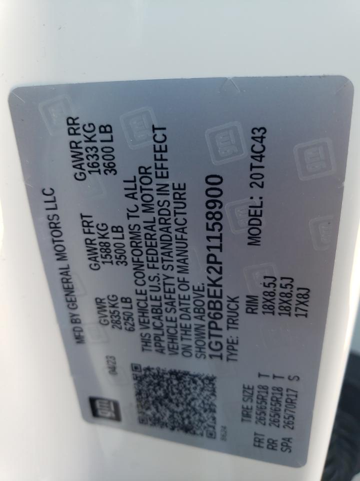 2023 GMC CANYON ELEVATION VIN:1GTP6BEK2P1158900