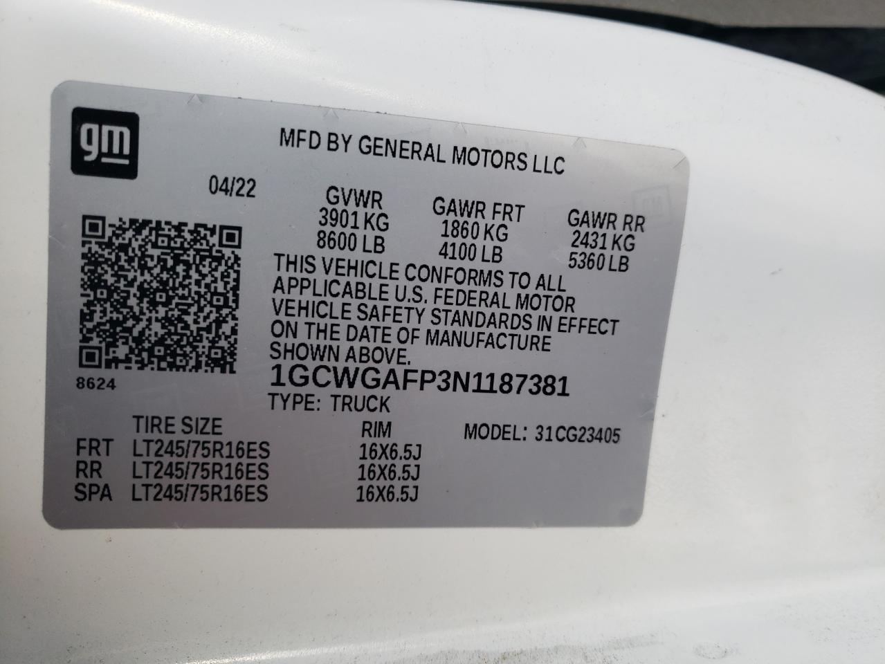 2022 CHEVROLET EXPRESS G2500 VIN:KNDJ23AUXM7745661