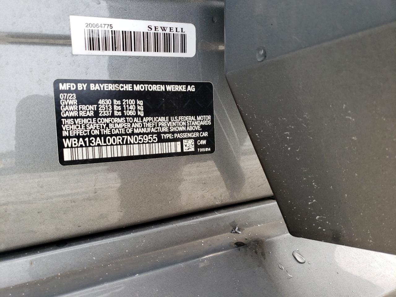 2024 BMW M235XI VIN:WBA13AL00R7N05955