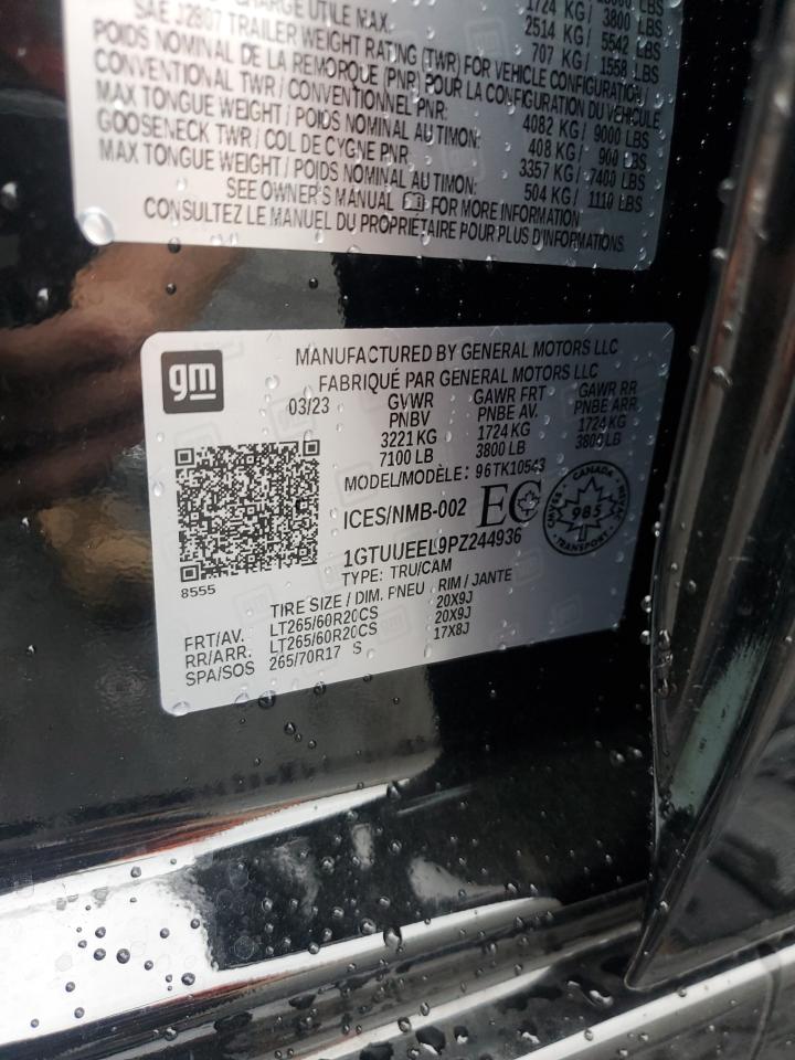 2023 GMC SIERRA K1500 AT4 VIN:1GTUUEEL9PZ244936