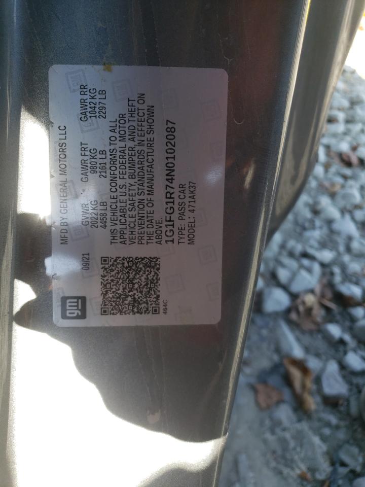 2022 CHEVROLET CAMARO SS VIN:1G1FG1R74N0102087