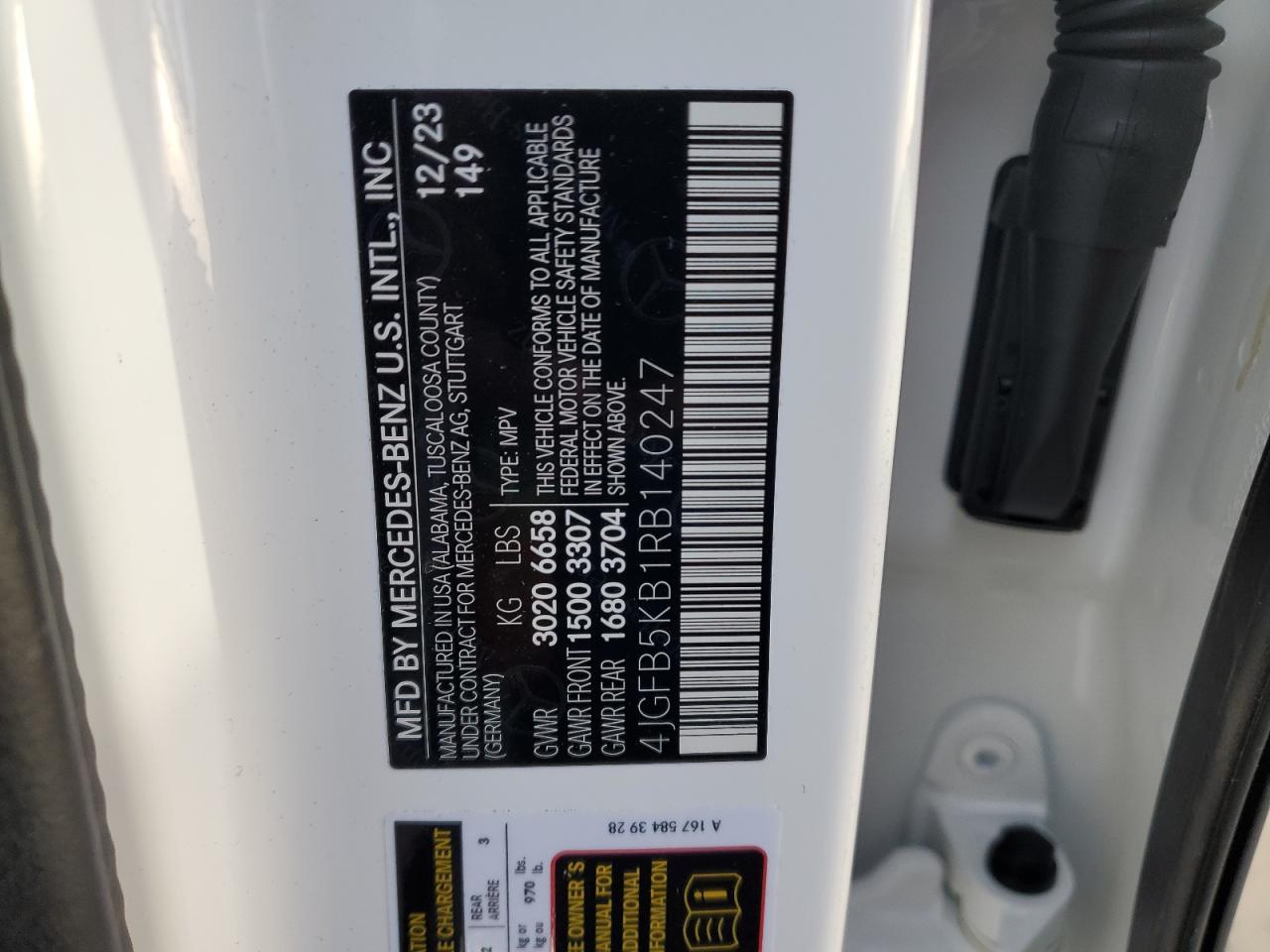 2024 MERCEDES-BENZ GLE 450 4MATIC VIN:4JGFB5KB1RB140247