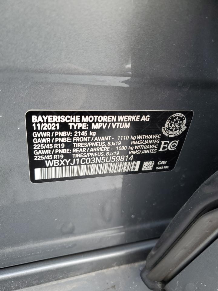 2022 BMW X2 XDRIVE28I VIN:WBXYJ1C03N5U59814