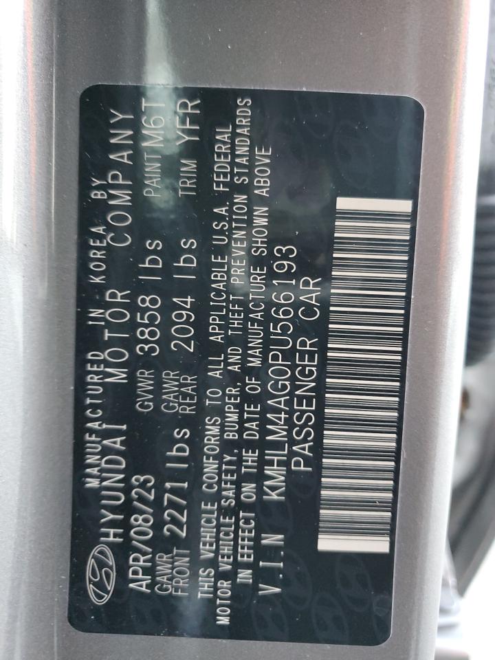 2023 HYUNDAI ELANTRA SEL VIN:KMHLM4AG0PU566193