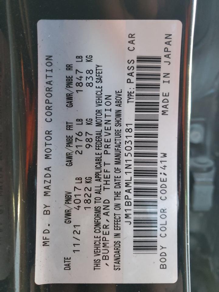 2022 MAZDA 3 PREMIUM VIN:JM1BPAML1N1503181