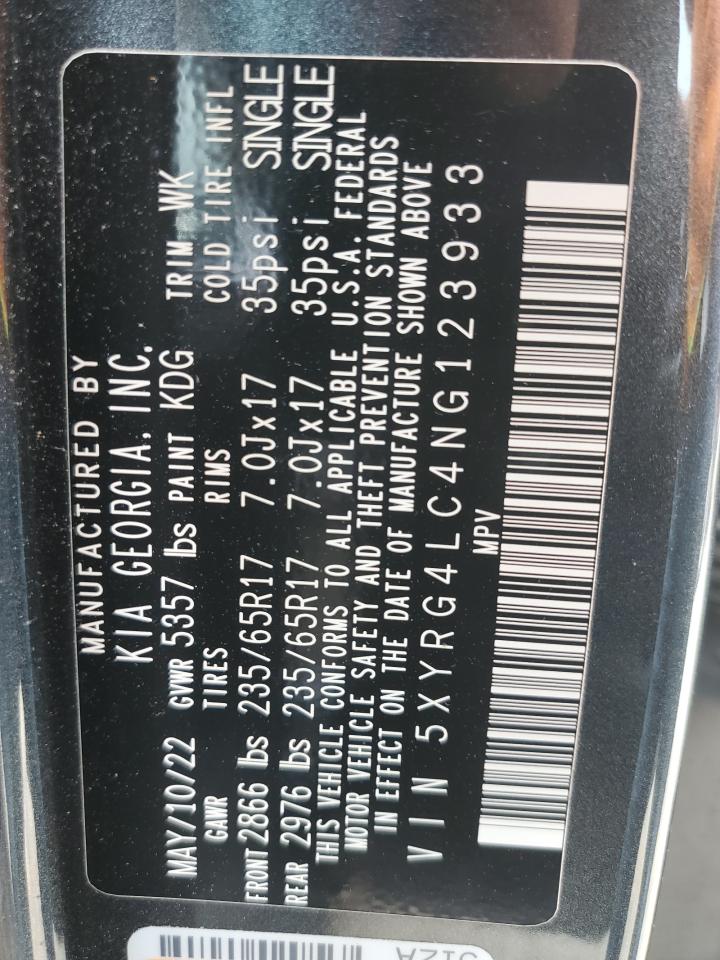 2022 KIA SORENTO LX VIN:5XYRG4LC4NG123933