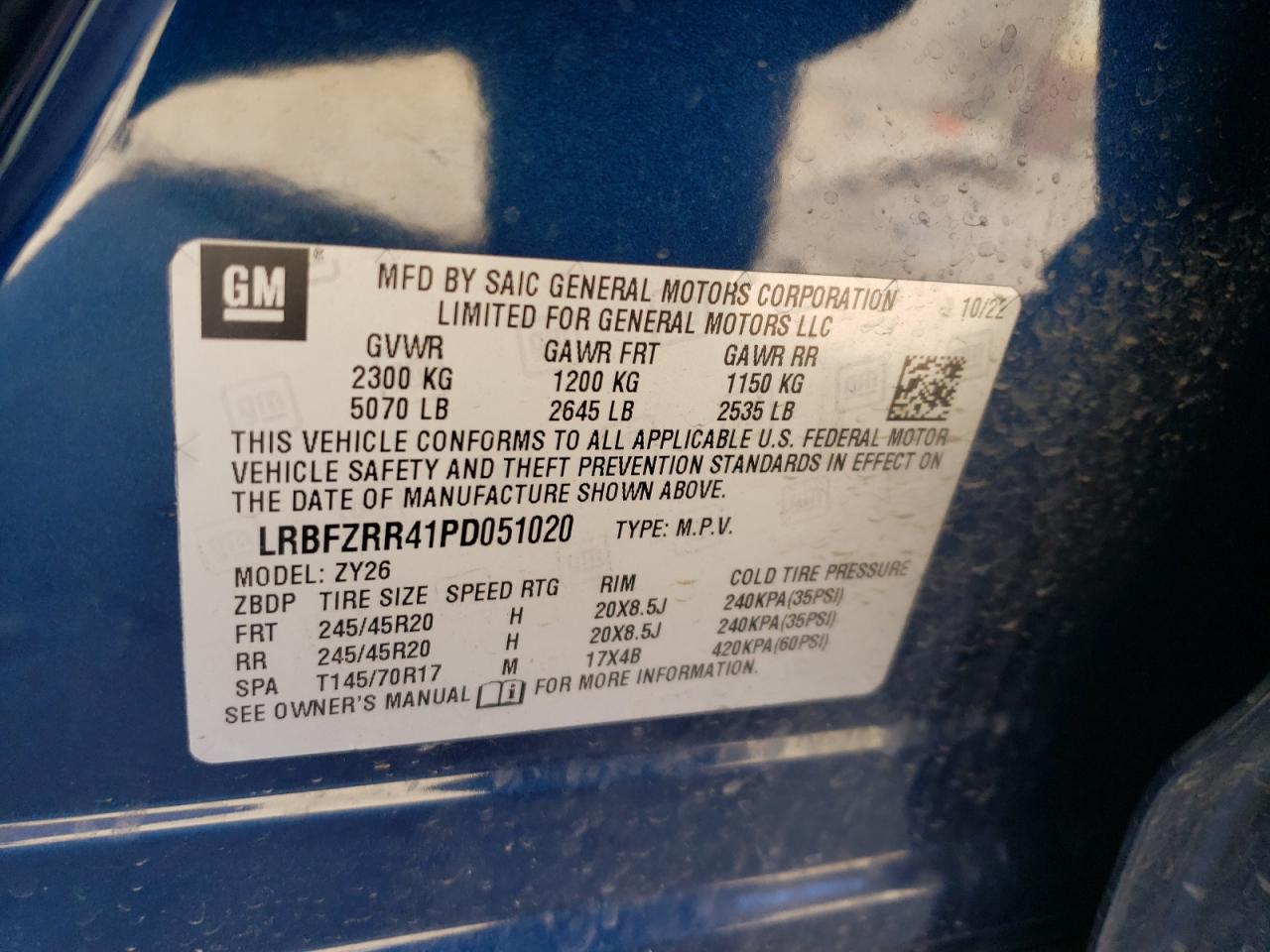 2023 BUICK ENVISION AVENIR VIN:LRBFZRR41PD051020