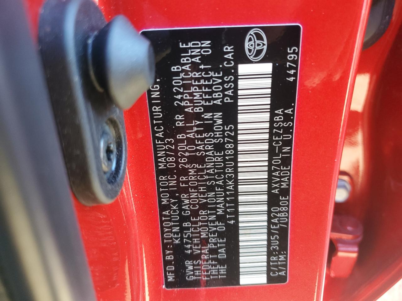 2024 TOYOTA CAMRY SE NIGHT SHADE VIN:4T1T11AK3RU188725